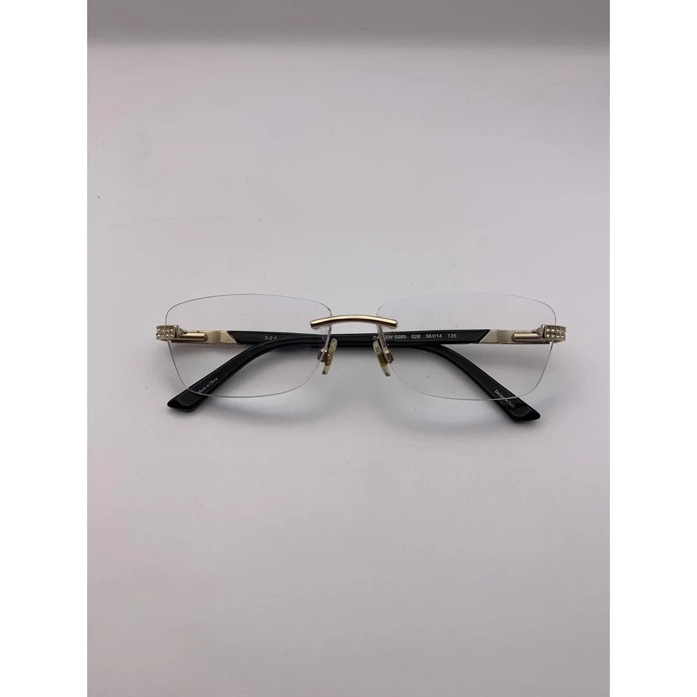 Swarovski Eyeglasses DARA SW 5089 56-14-135 Gold Black Rimless w/Case Frame Only